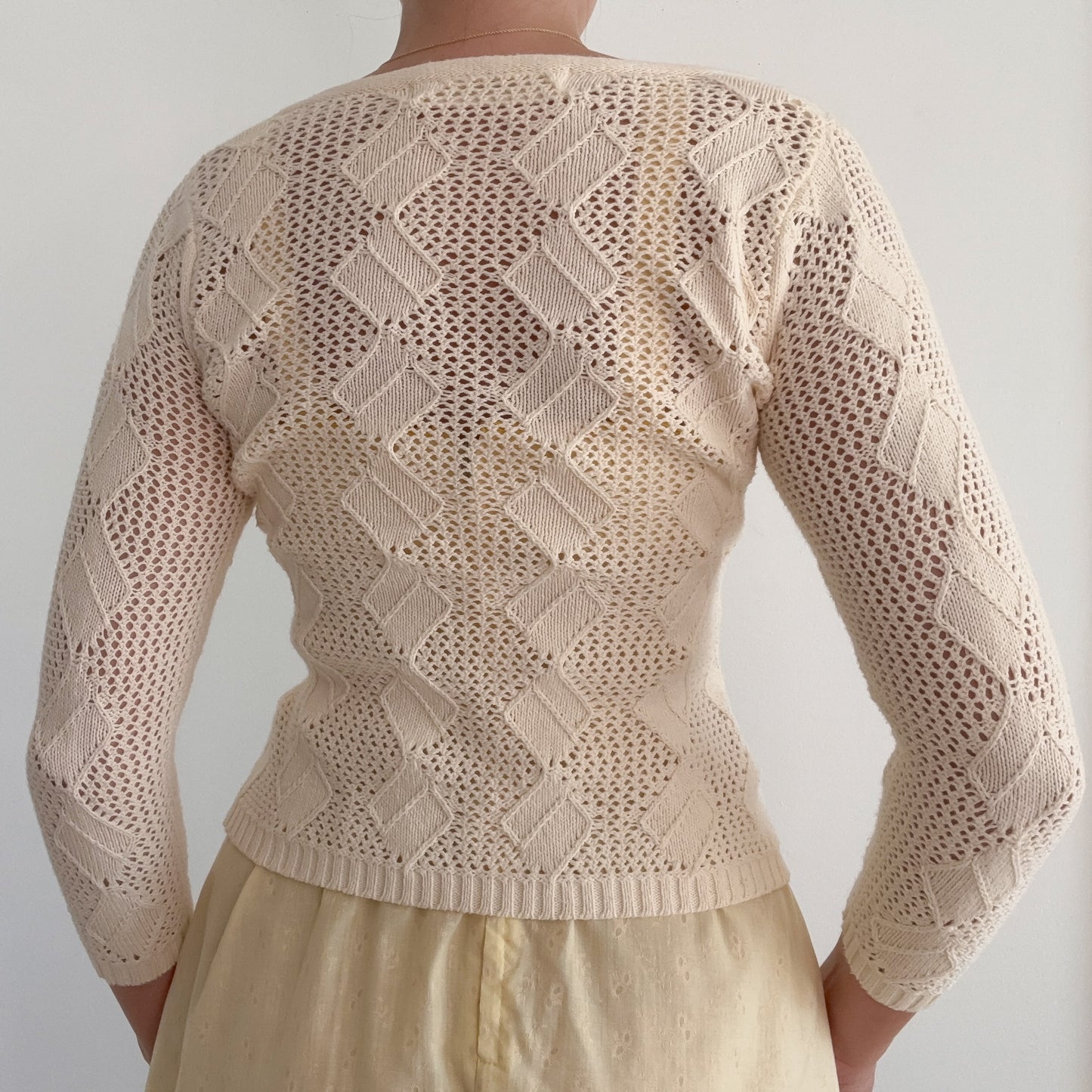 Y2K Cream Knitted Cardigan / SZ S