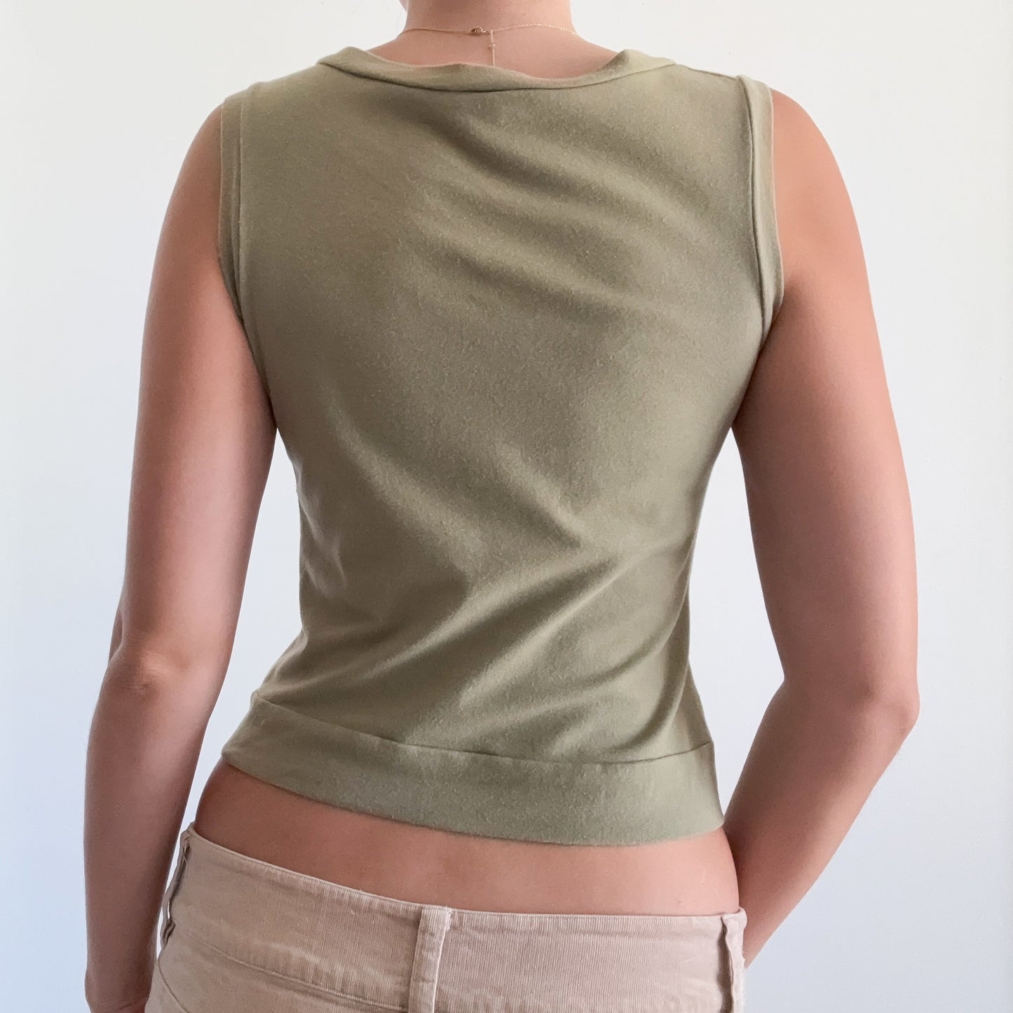 Y2K Olive Green Henley Top / SZ S/M