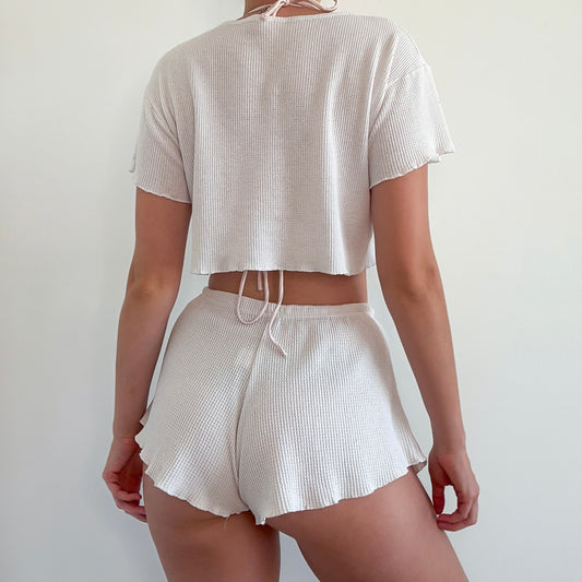 Y2K White Myrtle Black Beach Set / SZ M