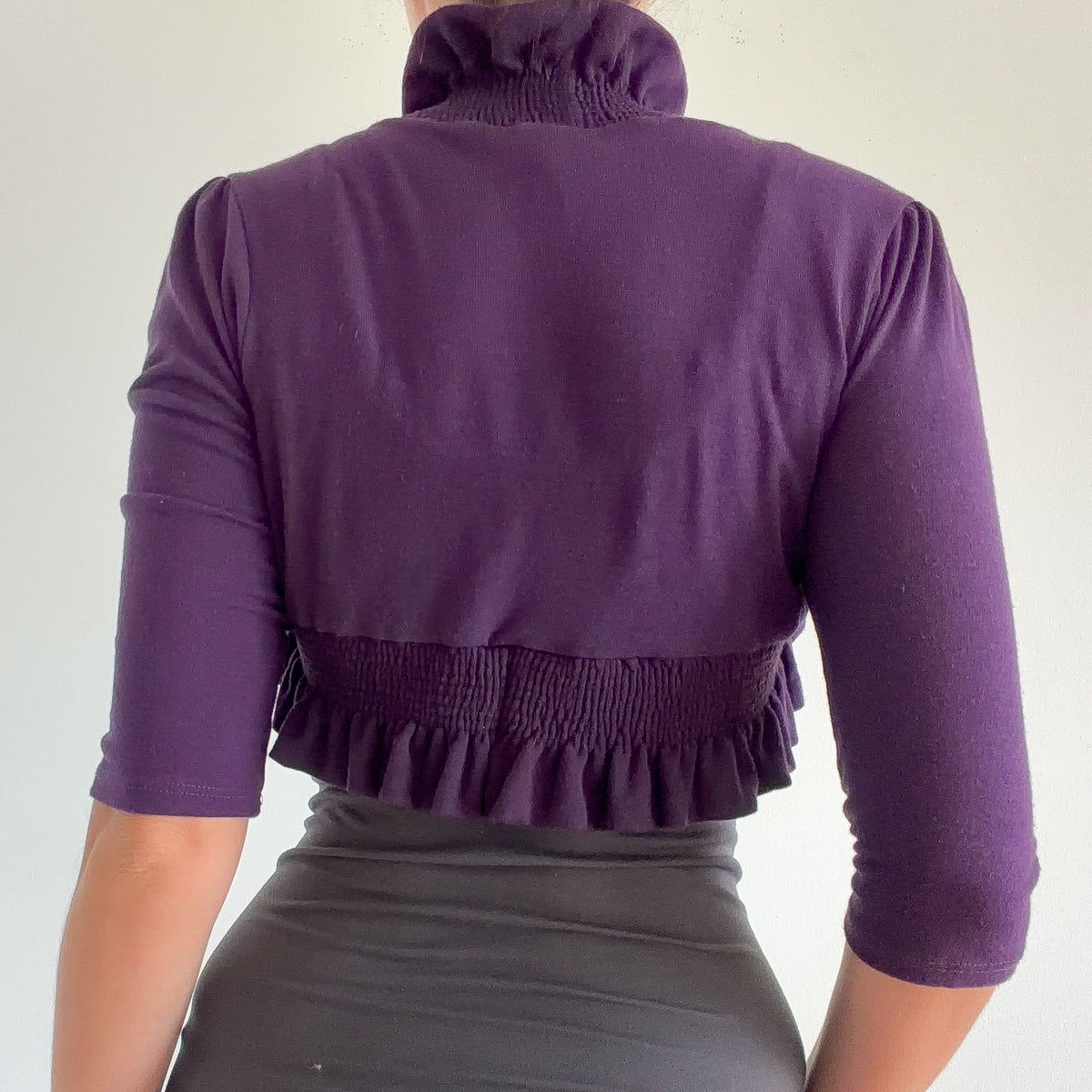 Y2K Purple Smocked Ruffle Shrug / SZ S