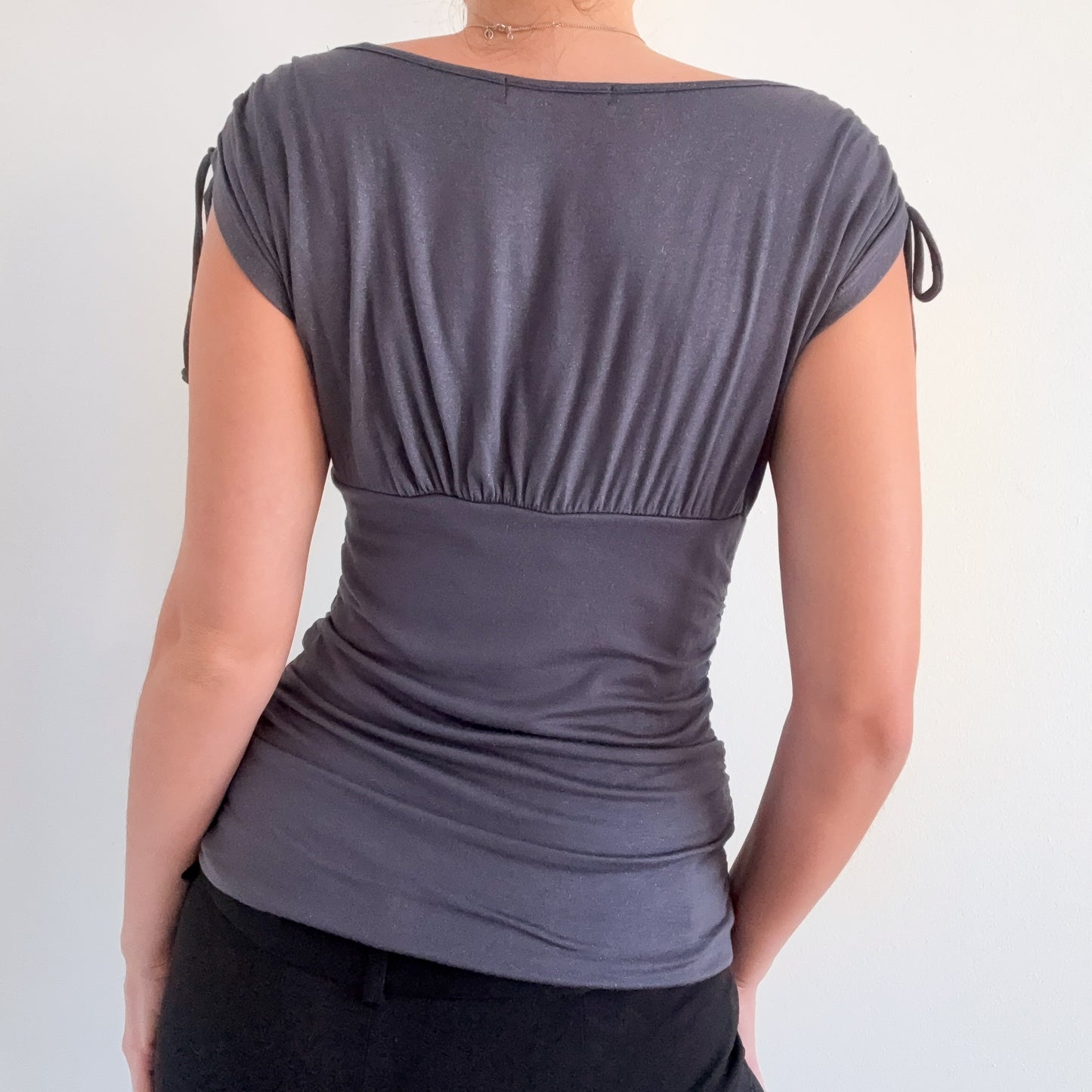 Y2K Dark Grey Sparkle Ruched Top / SZ M