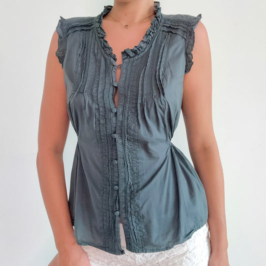 2010's Ocean Cotton Button Blouse / SZ S