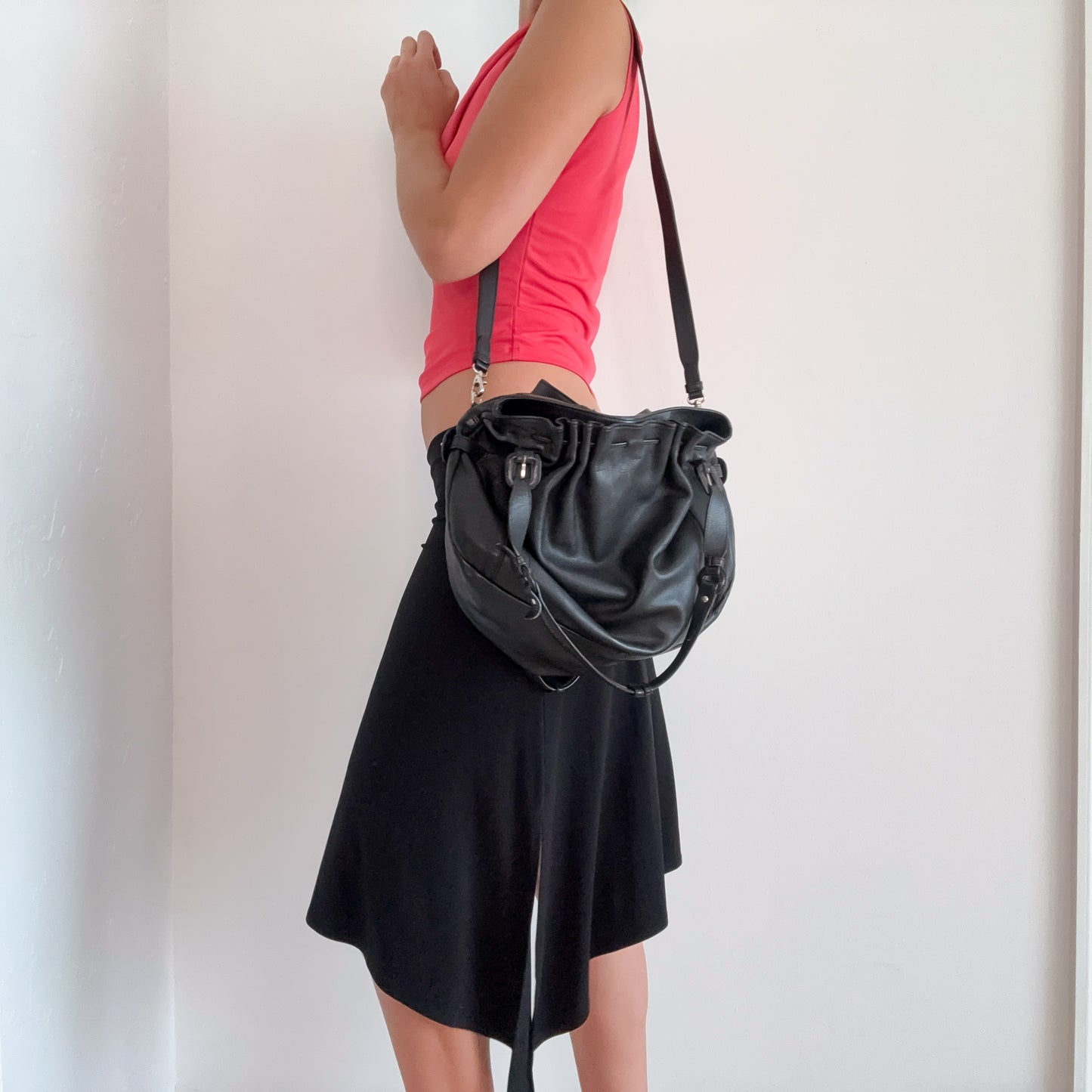 Y2K Le Tanneur Black Leather Bag