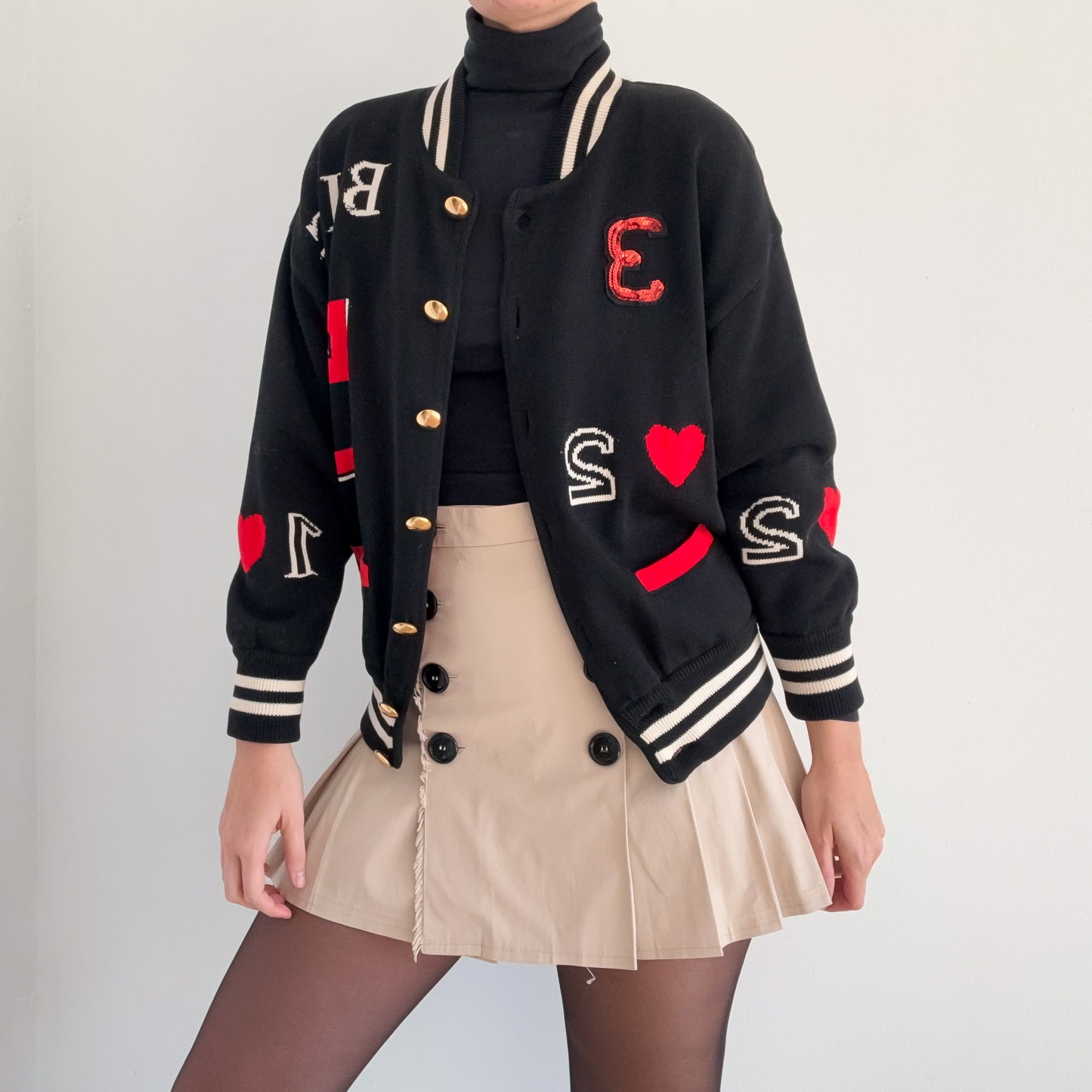 80's Escada Queen of Hearts Varsity Jacket / SZ XS-L