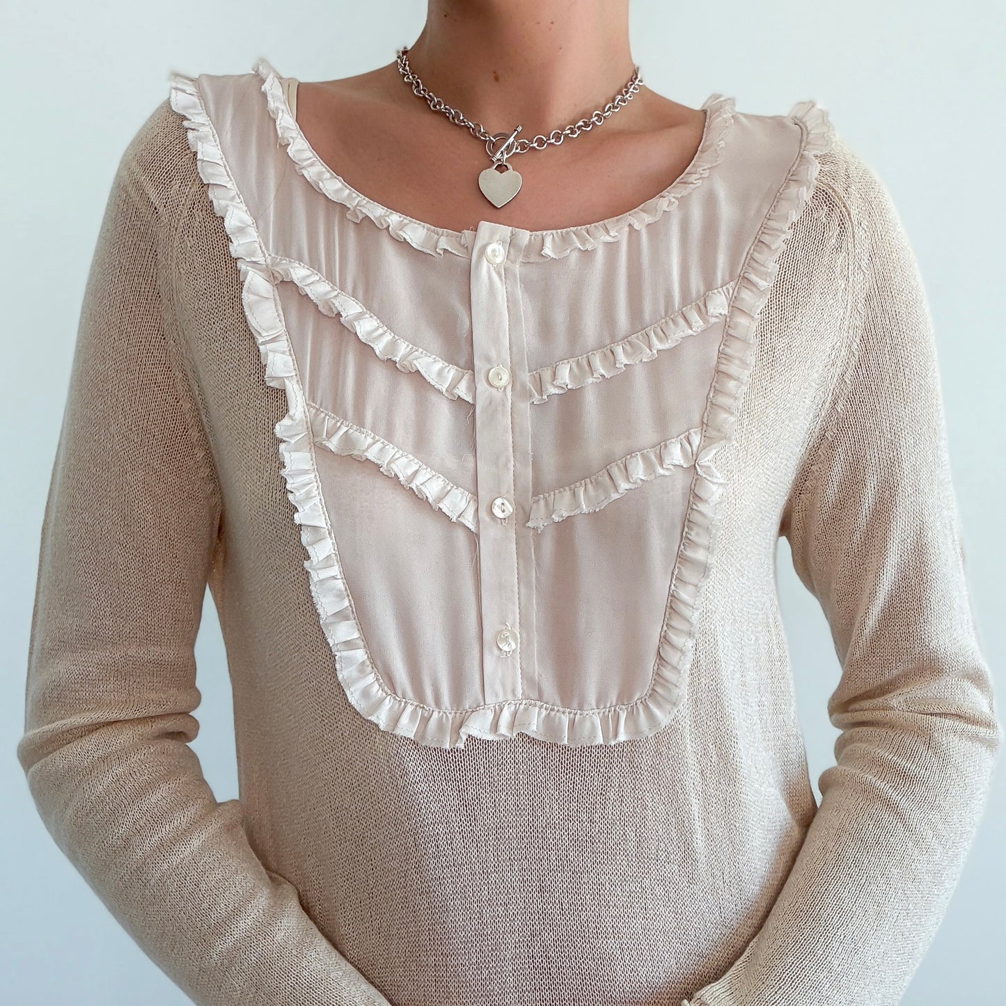 2010's Cream Knitted Babydoll Dress / SZ S-L