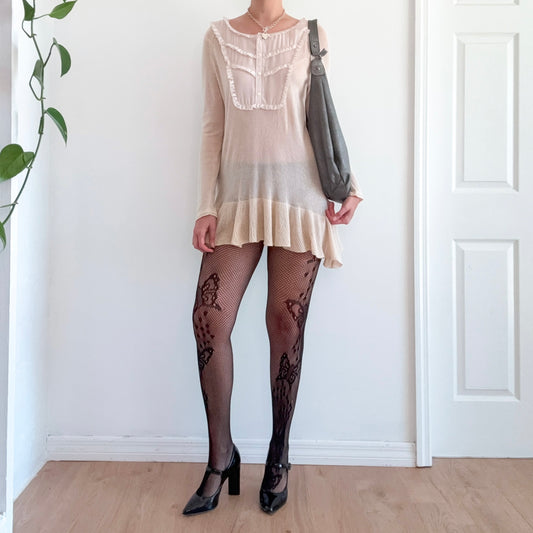 2010's Cream Knitted Babydoll Dress / SZ S-L