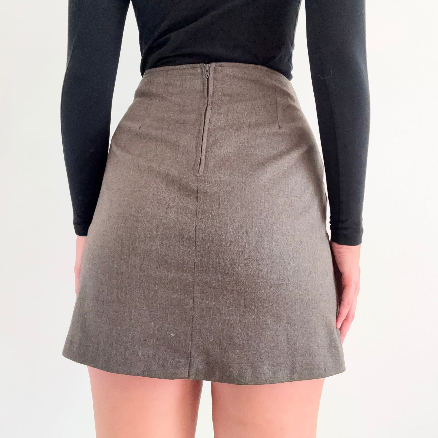 90's Taupe Slit Mini Skirt / SZ 2/4