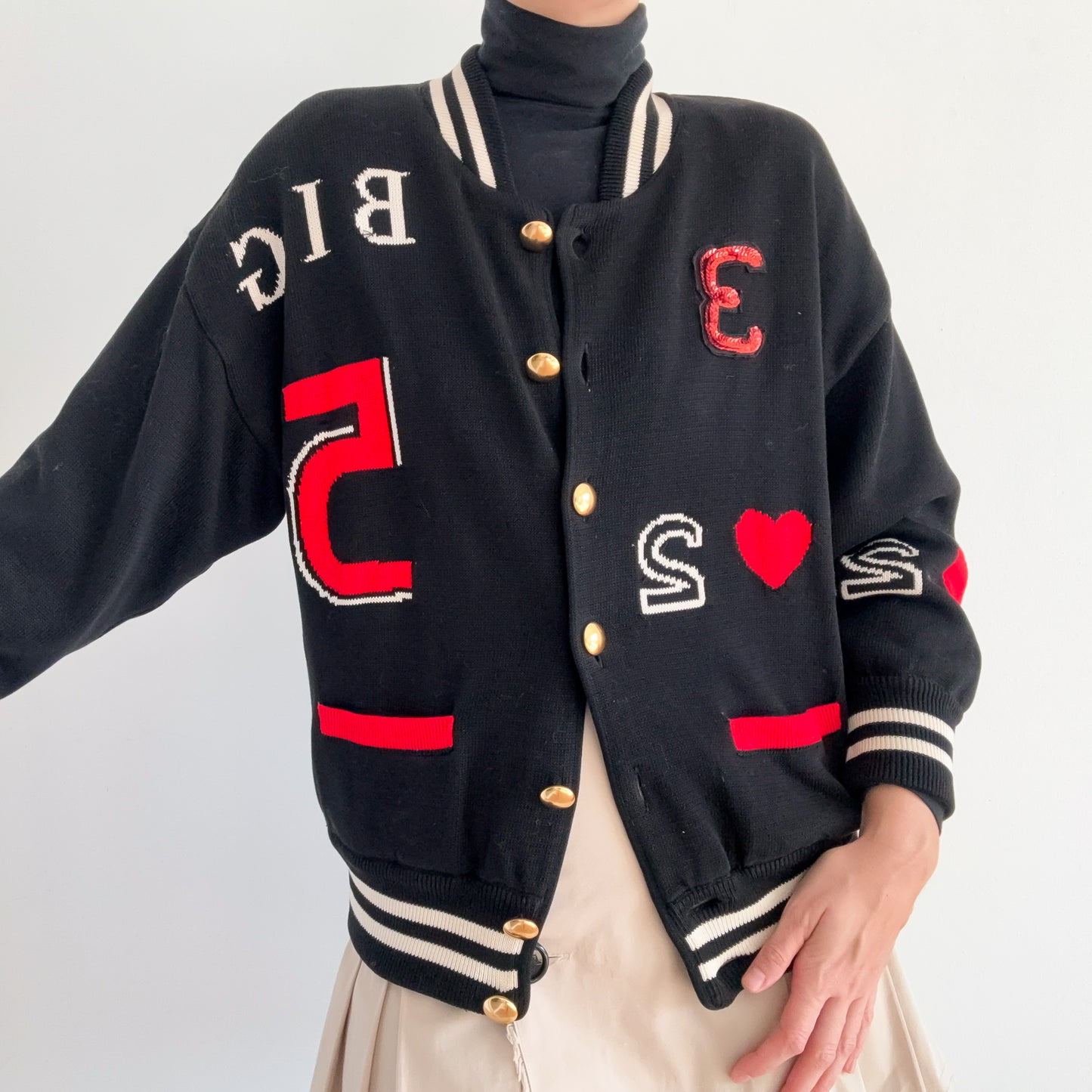 80's Escada Queen of Hearts Varsity Jacket / SZ XS-L