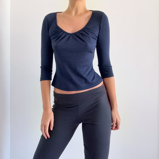 Y2K Blue 3/4 Sleeve Top / SZ S/M