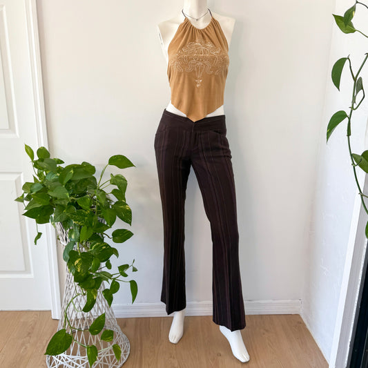 Y2K Rampage Brown Striped Pants / SZ 2