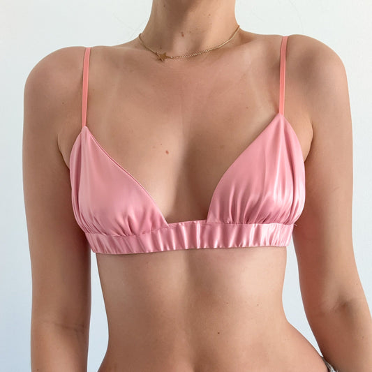 Bubblegum Pink Satin Bralette / SZ S