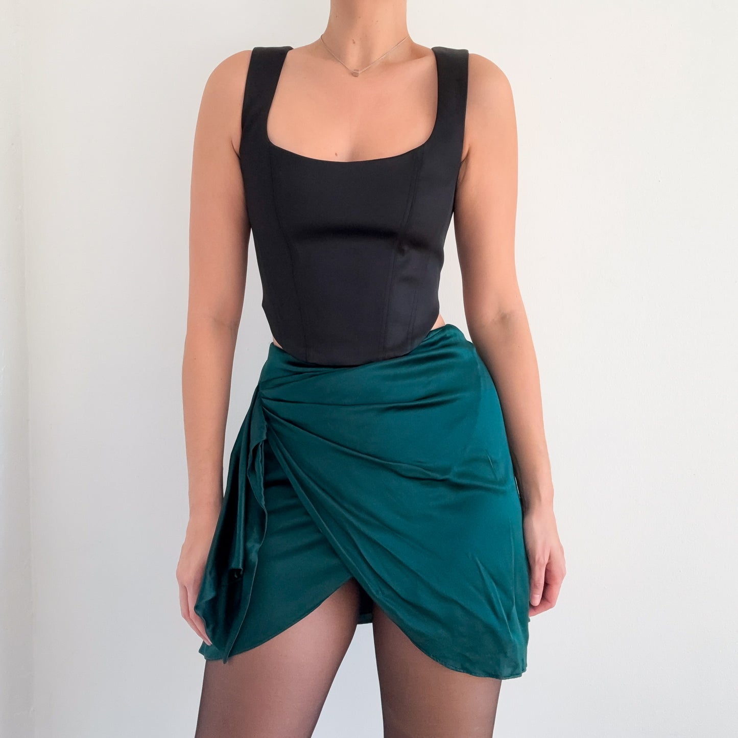 Caroline Constas Emerald Silk Mini Skirt / SZ M