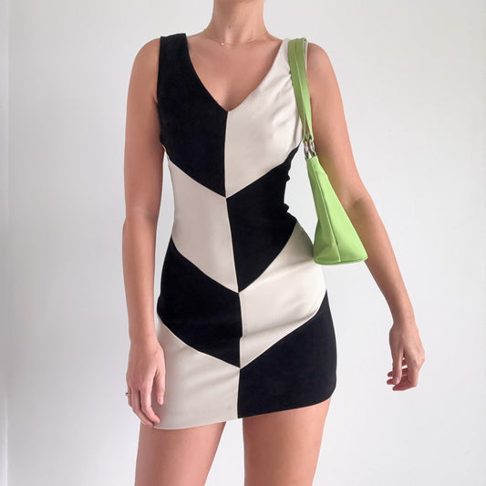 Y2K XOXO Black & Ivory Mini Dress / SZ S