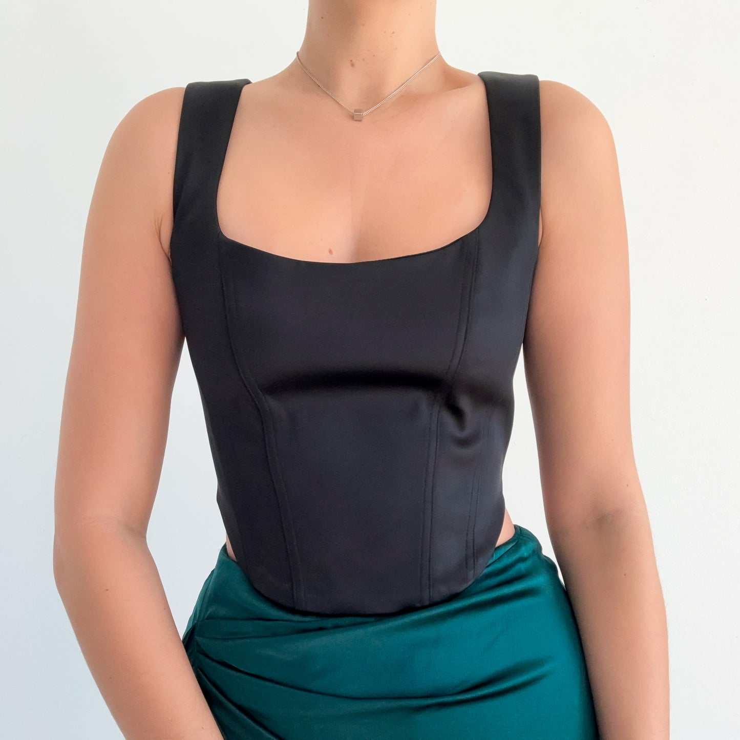 Aritzia Black Satin Corset Top / SZ S