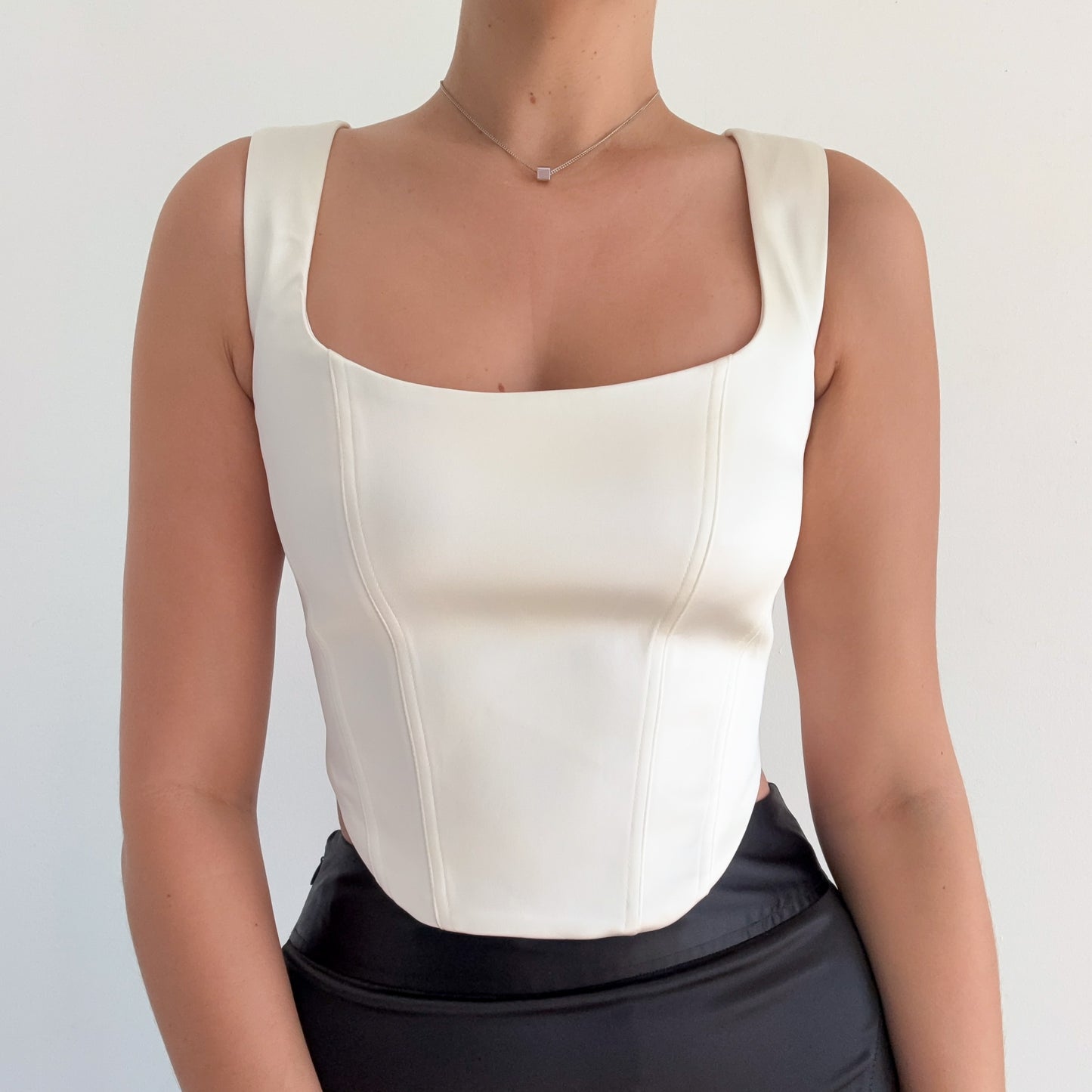 Aritzia White Satin Corset Top / SZ S