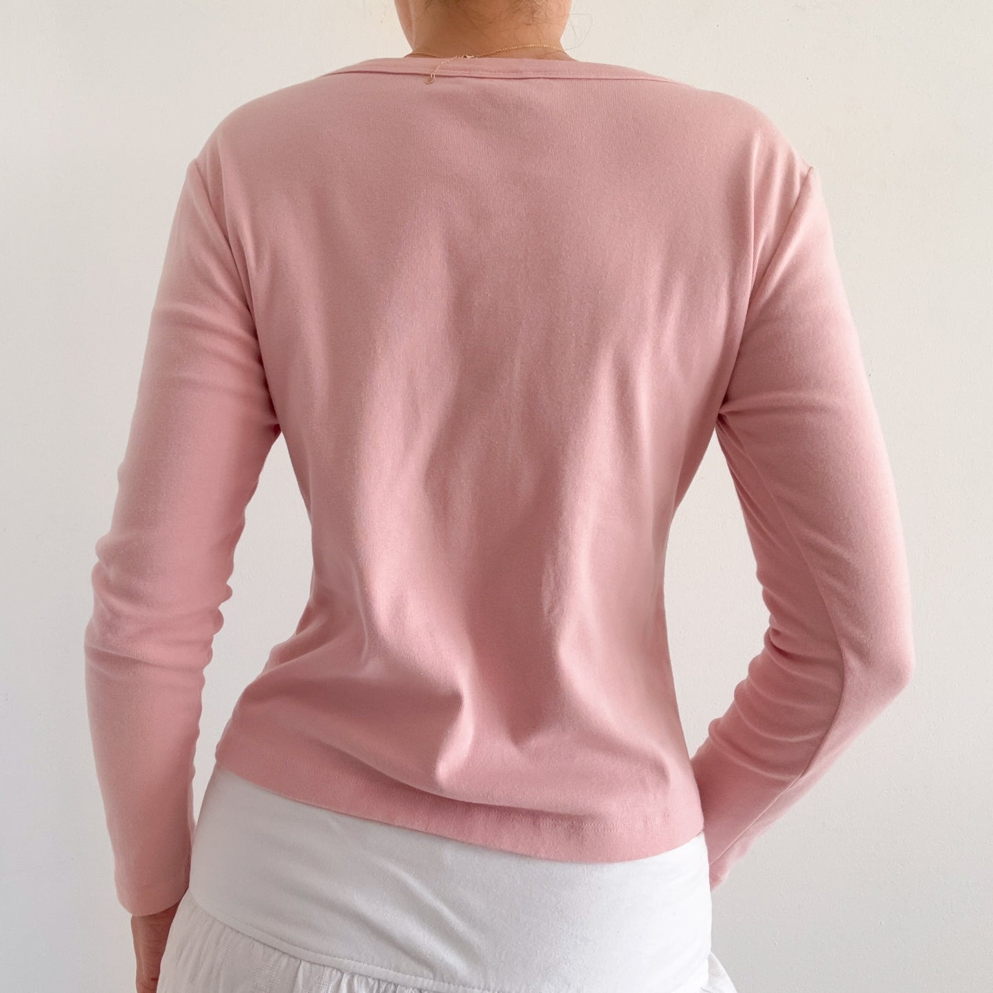 Y2K Baby Pink Cotton Cardigan / SZ M