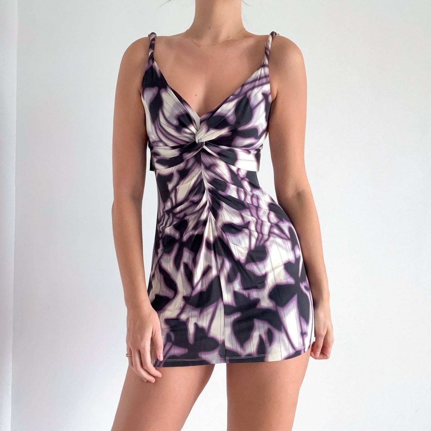 Y2K BCBGMaxAzria Purple Printed Mini Dress / SZ S-M