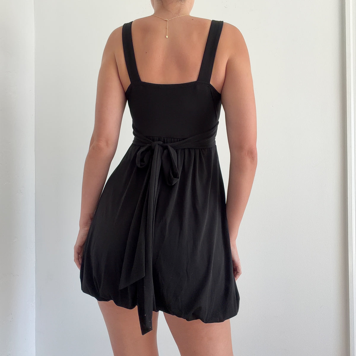 Y2K Black Beaded Mini Bubble Dress / SZ S/M