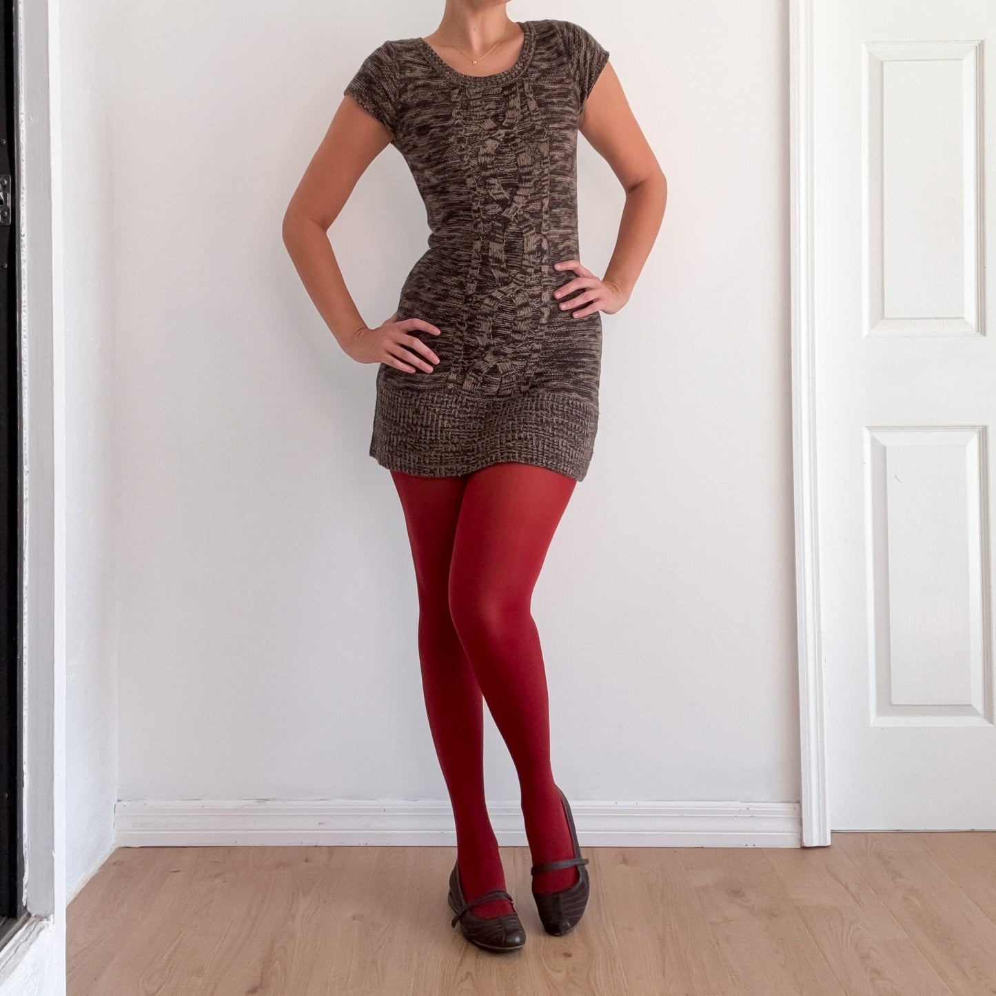 Y2K Brown Knit Sweater Mini Dress / SZ M