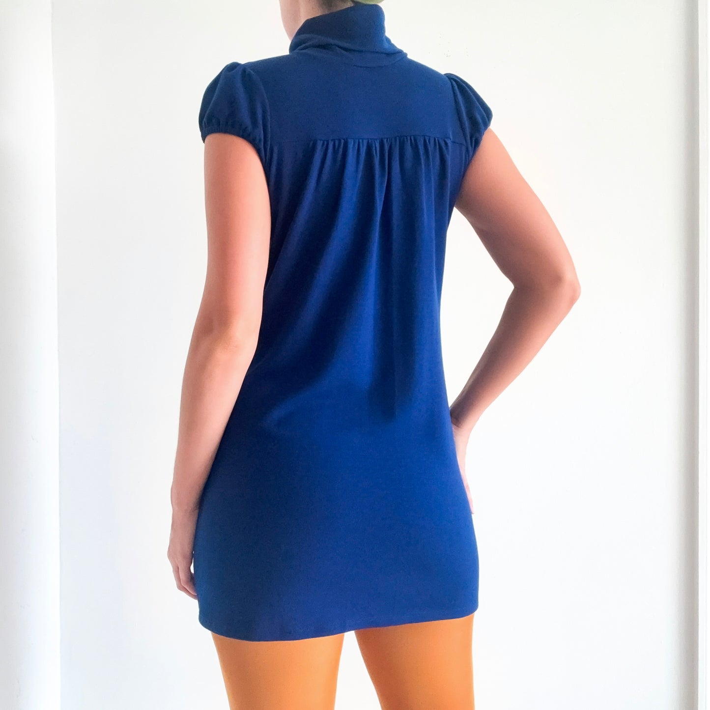 Y2K Royal Blue Knit Turtleneck Mini Dress / SZ S