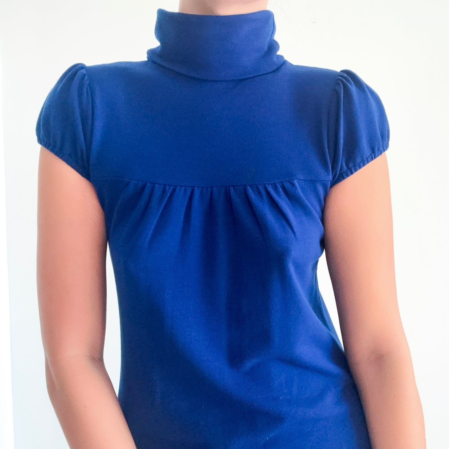 Y2K Royal Blue Knit Turtleneck Mini Dress / SZ S