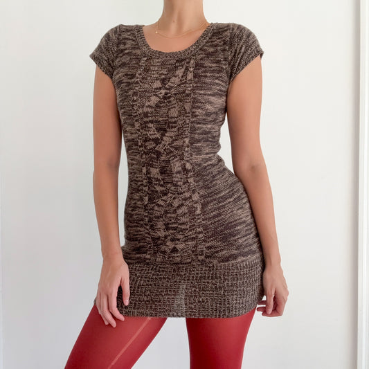Y2K Brown Knit Sweater Mini Dress / SZ M