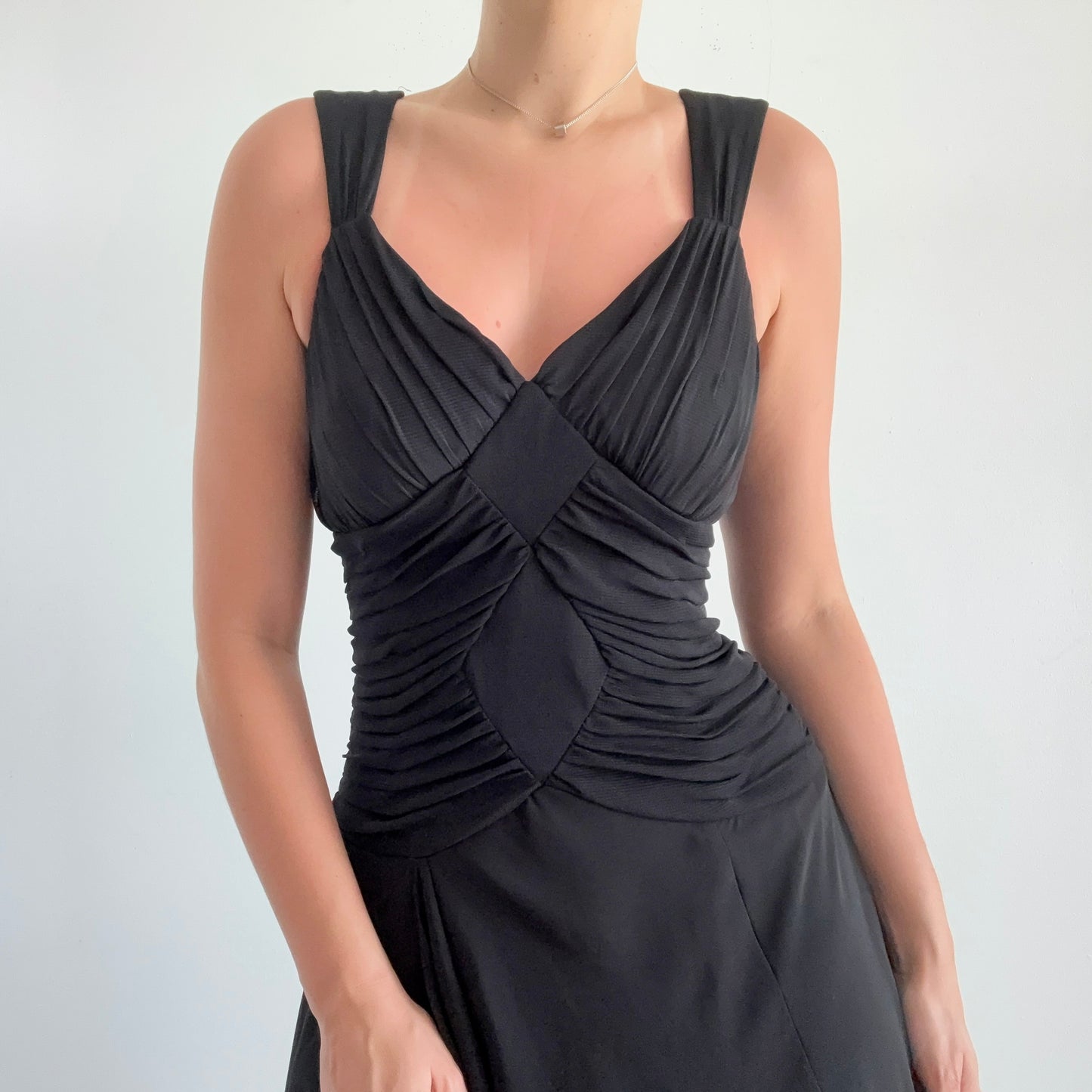 Y2K Black Mesh Drop Waist Midi Dress / SZ 6-10