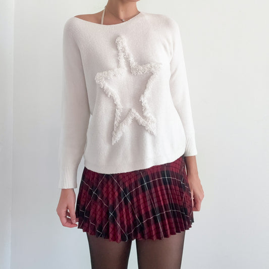 Italian White Star Knit Sweater / SZ M/L