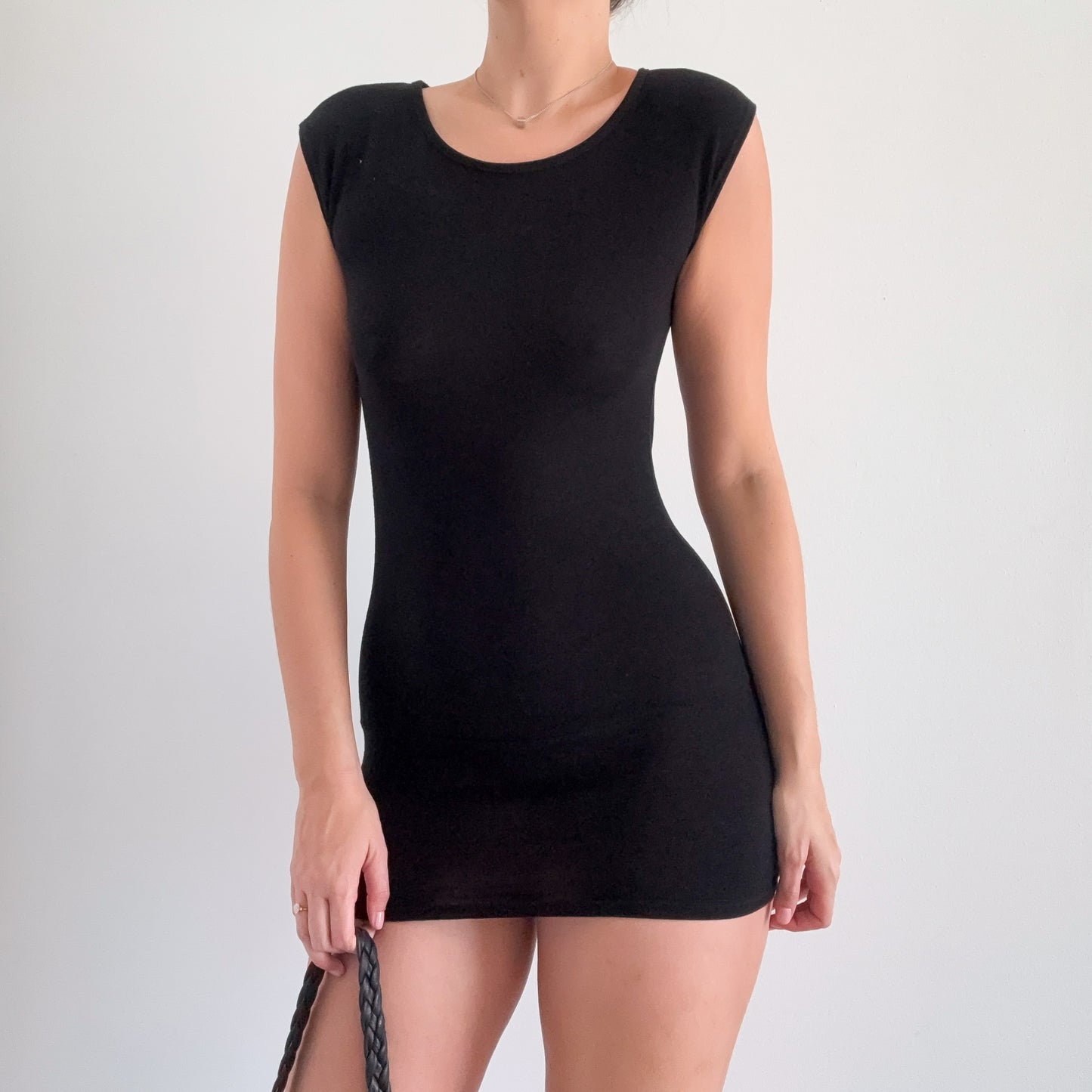 Y2K Black Knit Open Back Mini Dress / SZ XS