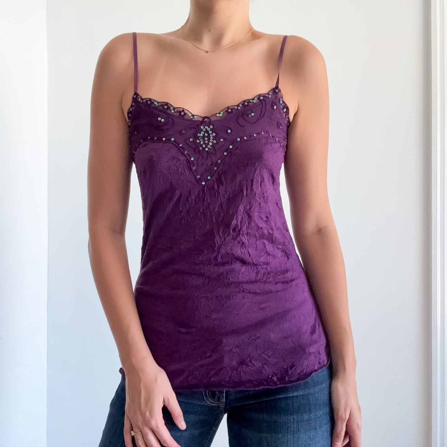 Y2K Purple Crinkle Fairy Tank / SZ S/M