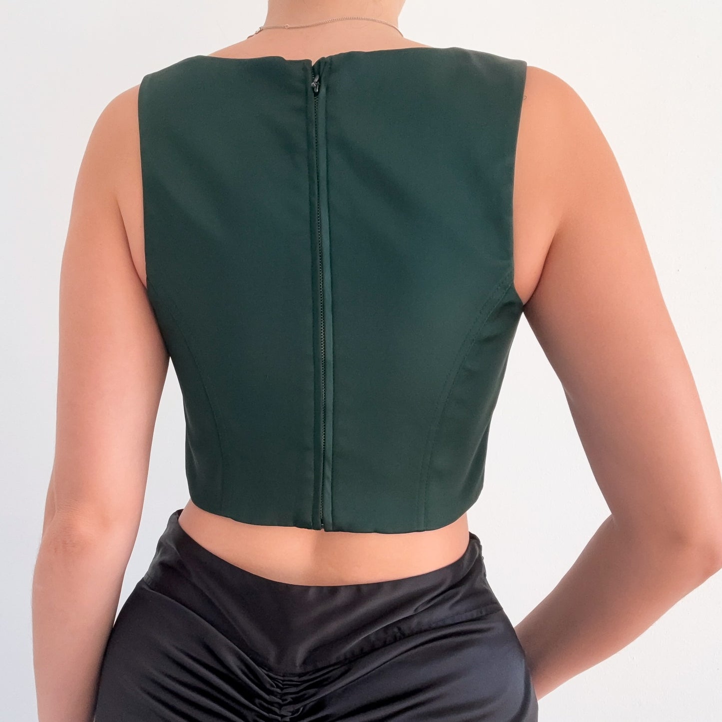 Aritzia Emerald Satin Corset Top / SZ S
