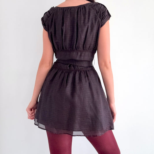 2010's Brown Striped Cotton Mini Dress / SZ S/M