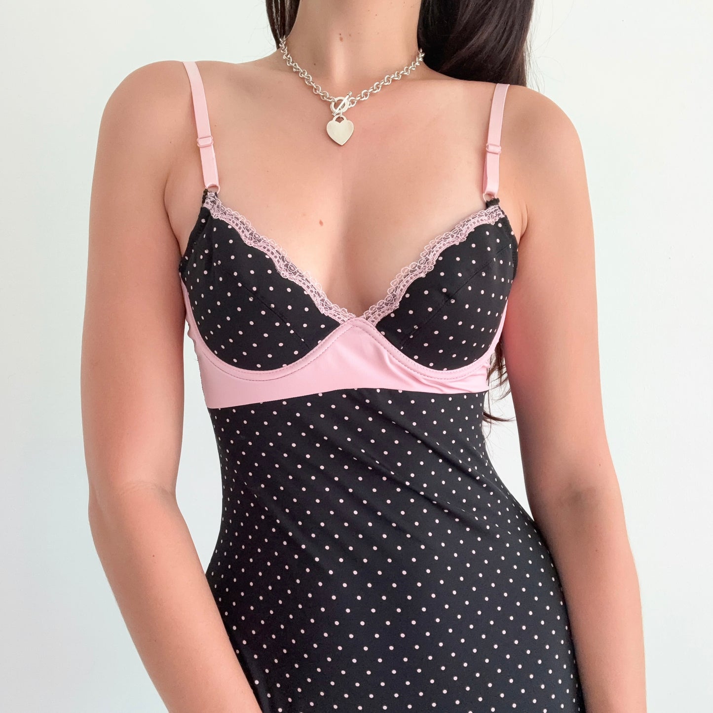 Y2K Black & Pink Polka Dot Babydoll / SZ XS/S