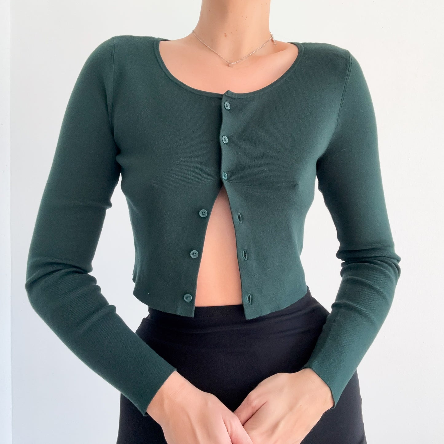 Aritzia Emerald Knit Cropped Cardigan / SZ M