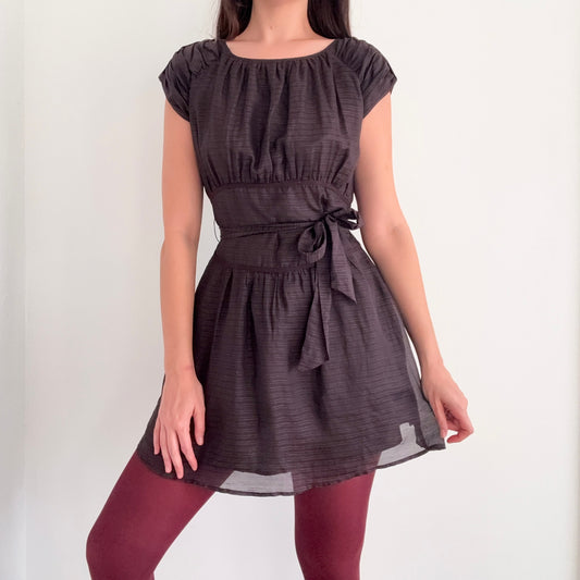 2010's Brown Striped Cotton Mini Dress / SZ S/M