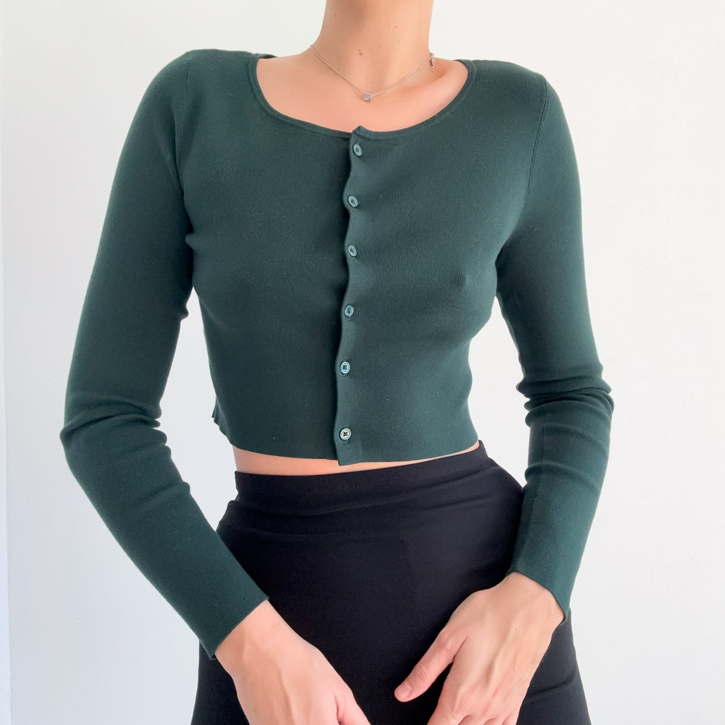 Aritzia Emerald Knit Cropped Cardigan / SZ M