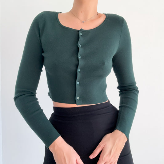 Aritzia Emerald Knit Cropped Cardigan / SZ M