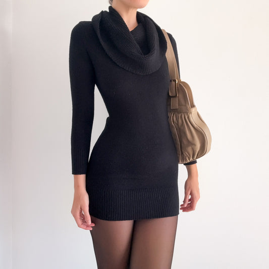 2010's Black Knit Mini Sweater Dress / SZ XS-S