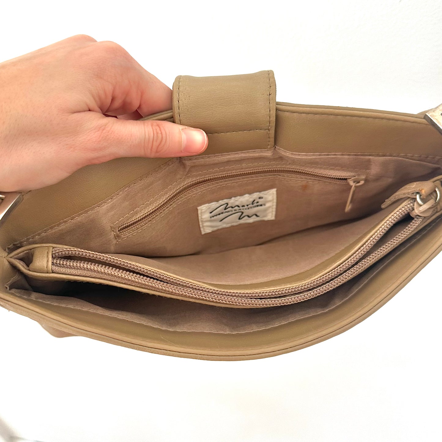 Y2K Taupe Leather Faux Fendi Handbag