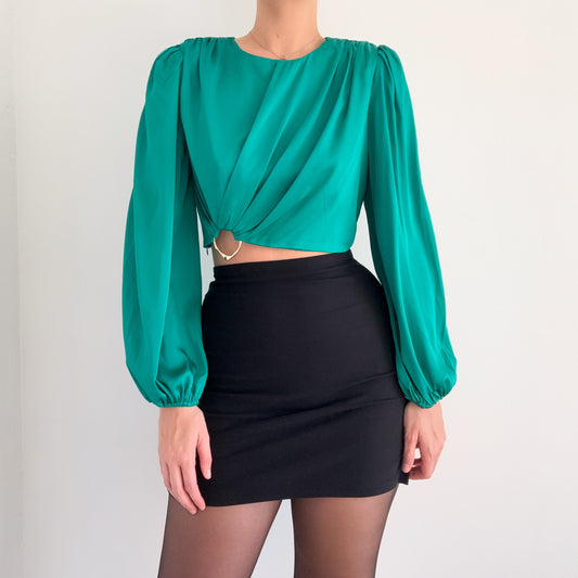 Contemporary Green Balloon Sleeve Blouse / SZ M