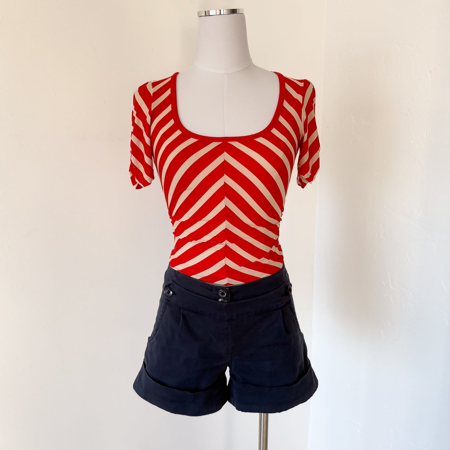 Y2K Vertigo Navy Cotton Shorts / SZ 2/4