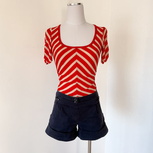 Y2K Vertigo Navy Cotton Shorts / SZ 2/4