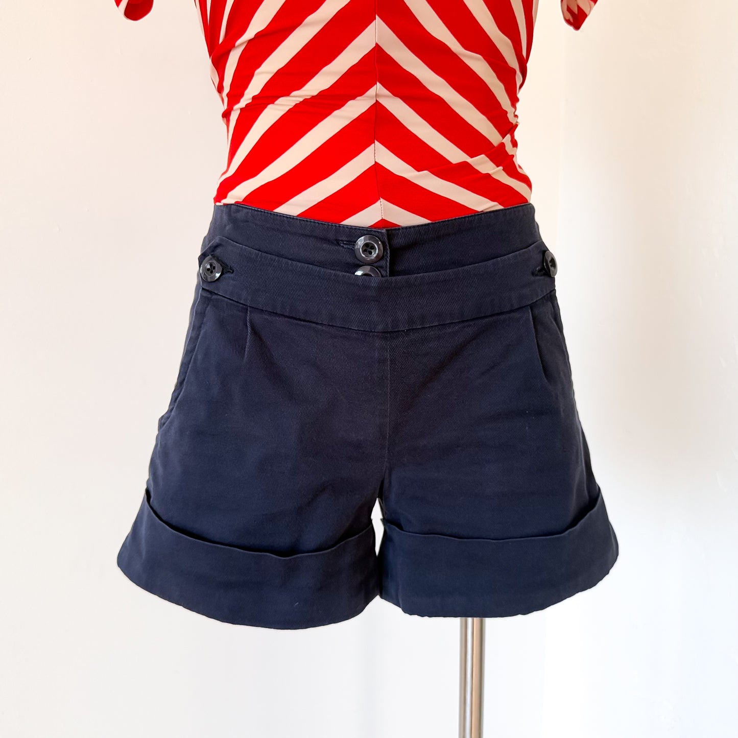 Y2K Vertigo Navy Cotton Shorts / SZ 2/4