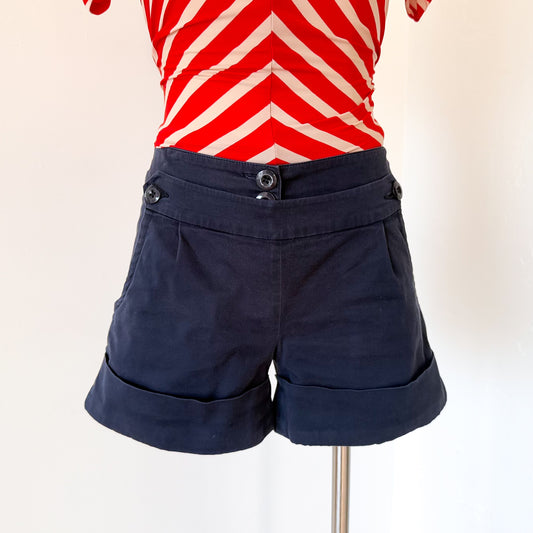 Y2K Vertigo Navy Cotton Shorts / SZ 2/4