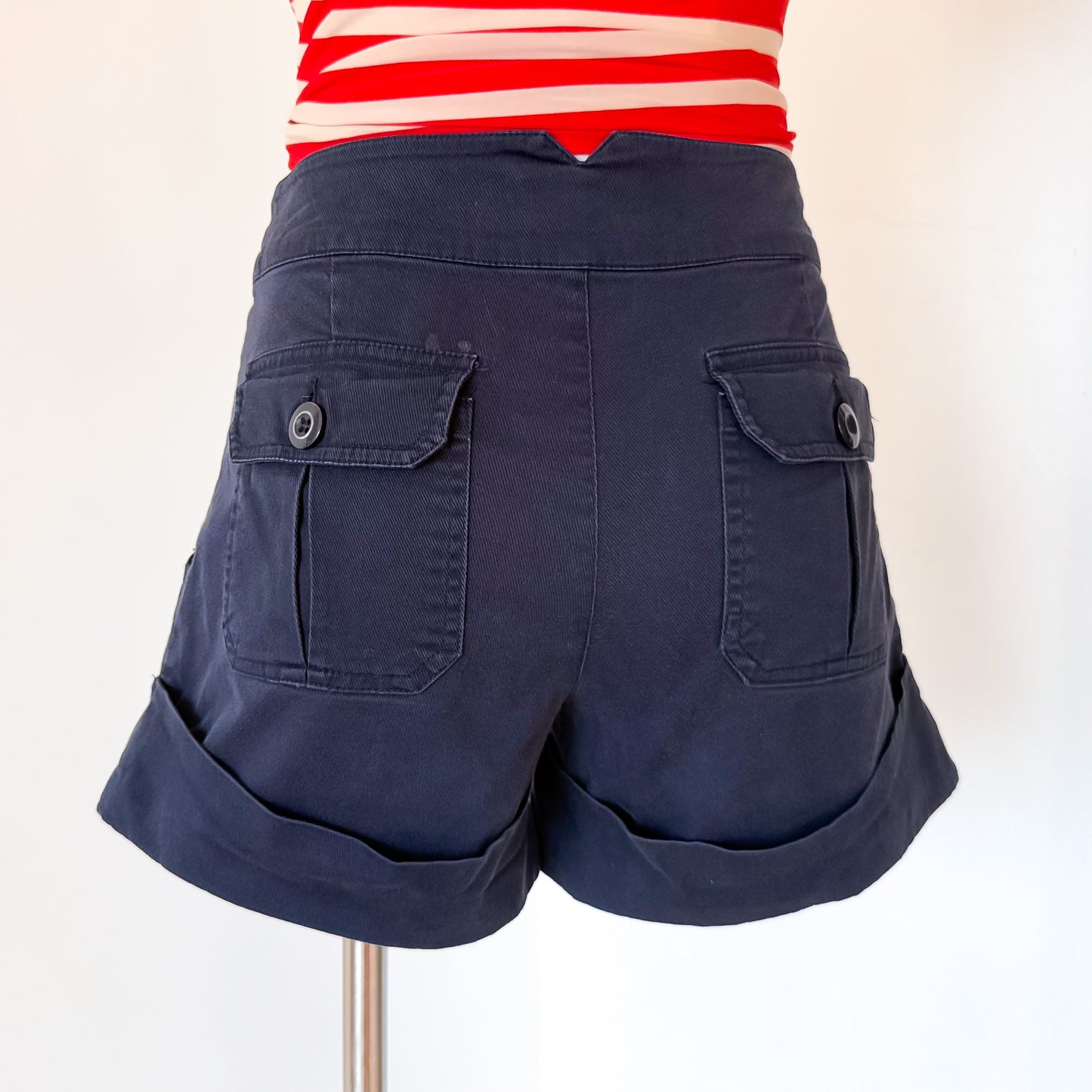 Y2K Vertigo Navy Cotton Shorts / SZ 2/4