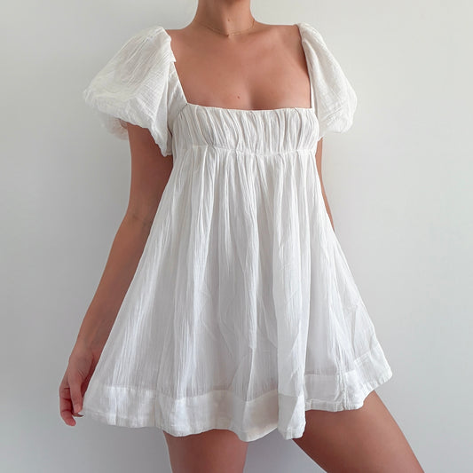 Free People White Cotton Babydoll Dress / SZ S