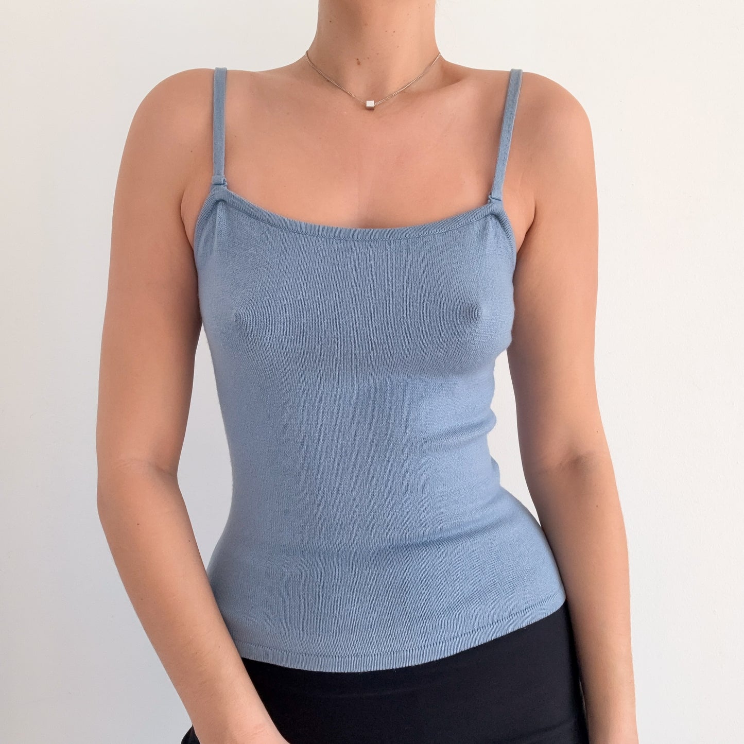Y2K Powder Blue Silk Cashmere Knit Tank / SZ S