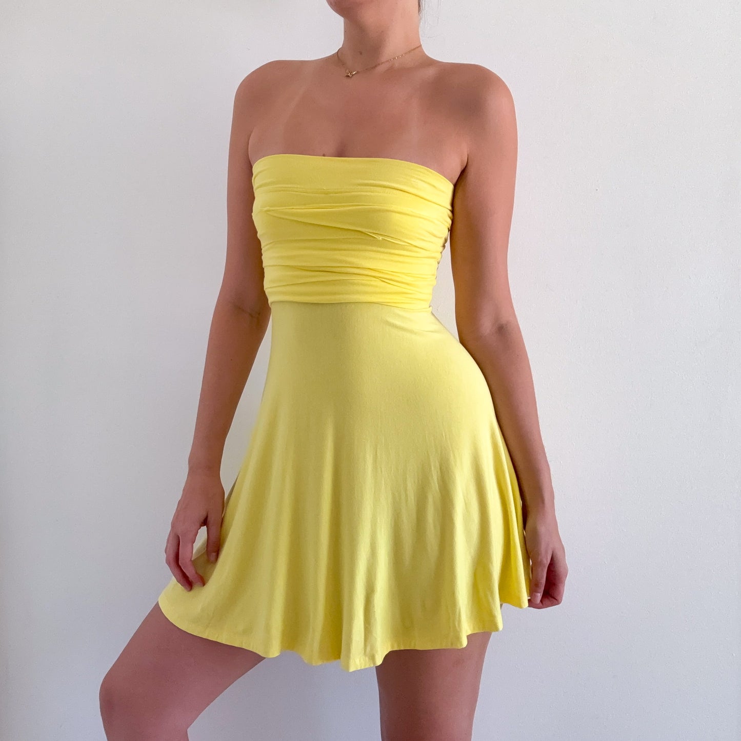 Y2K Yellow Tube Mini Dress / SZ S