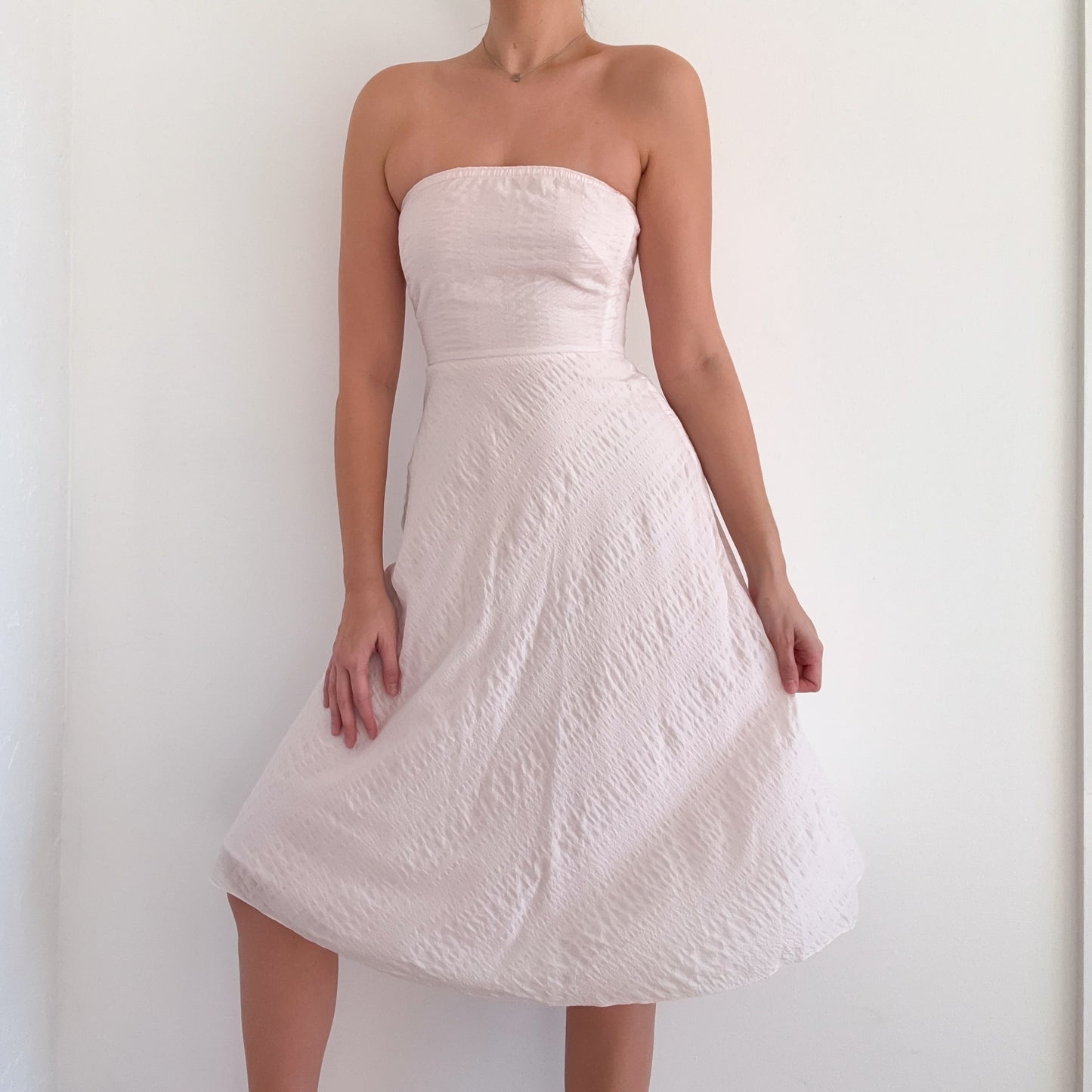 Y2K Pale Pink Cotton Tube Midi Dress / SZ 2