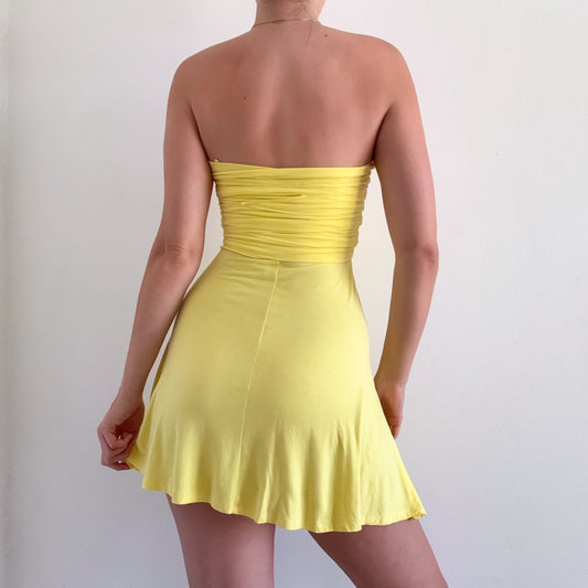 Y2K Yellow Tube Mini Dress / SZ S